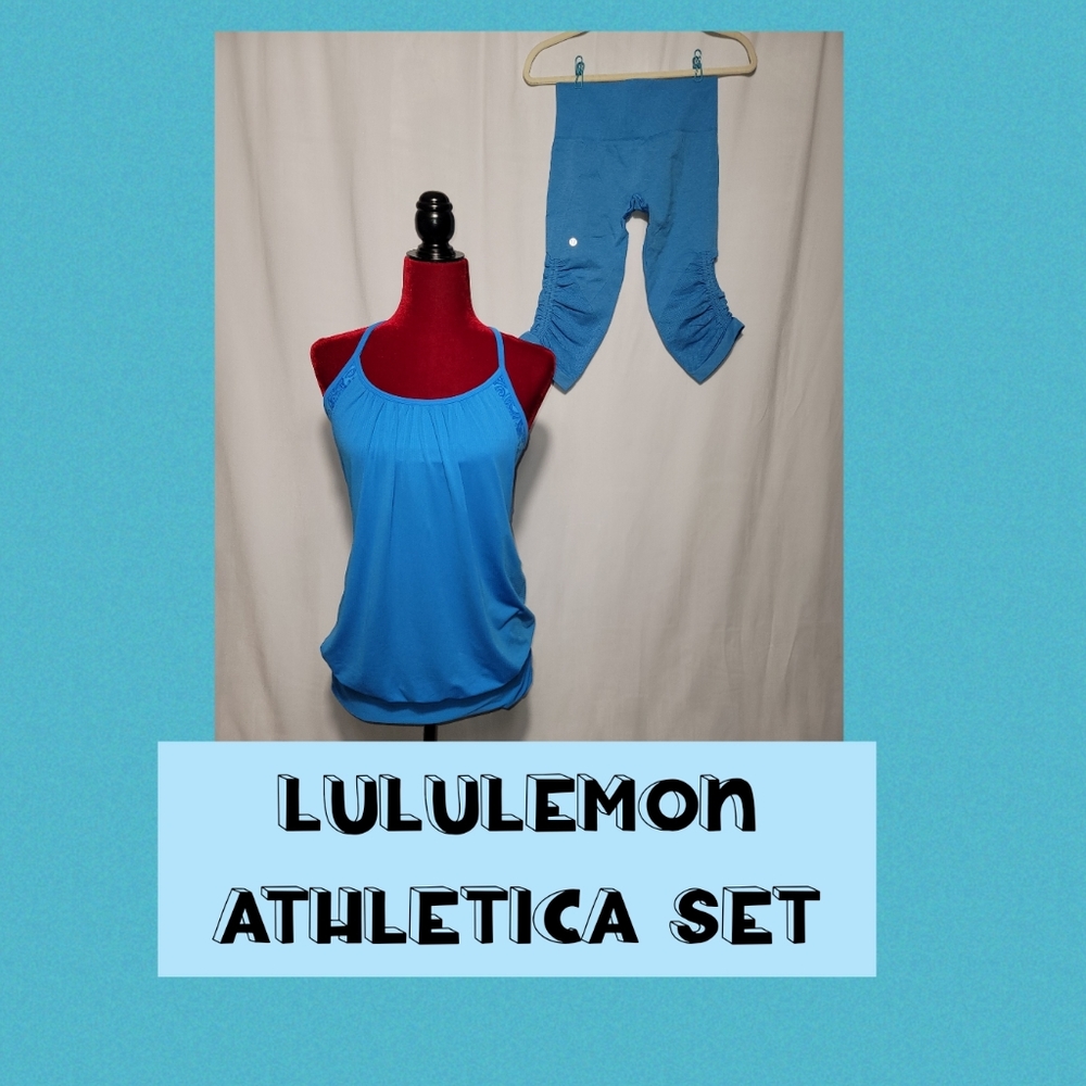 Lululemon Set, No Limits Tank Top & In The Flow Crop Leggings 17¾" Inseam Size 6